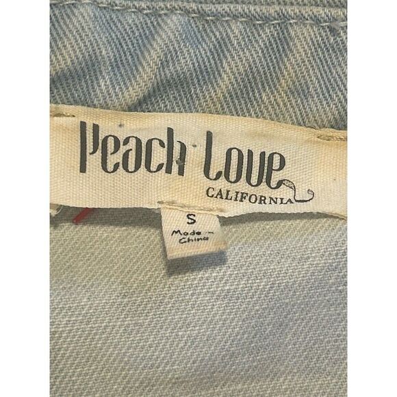 Peach Love California Romper Womens S Blue Light Wash Denim Fringe Belted - Picture 7 of 10